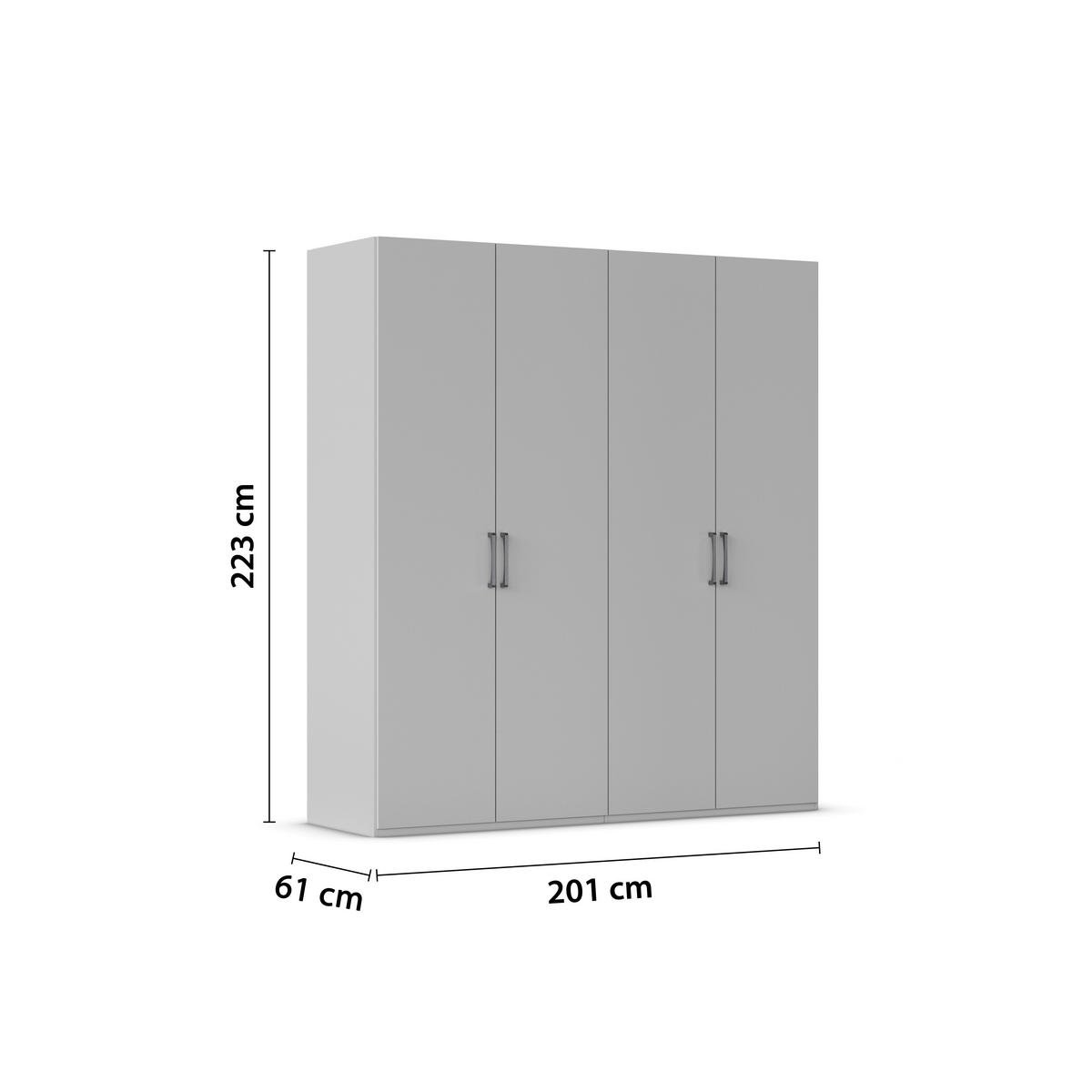 DREHTÜRENSCHRANK 201/223/61 cm,  in Champagner, 4-türig  - Edelstahlfarben/Champagner, Basics, Holzwerkstoff/Metall (201/223/61cm) - Novel