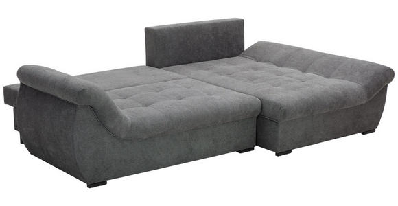 ECKSOFA Grau Flachgewebe - Schwarz/Grau, Design, Kunststoff/Textil (278/175cm) - Xora