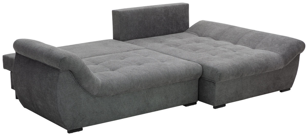 ECKSOFA Grau Flachgewebe  - Schwarz/Grau, Design, Kunststoff/Textil (278/175cm) - Xora