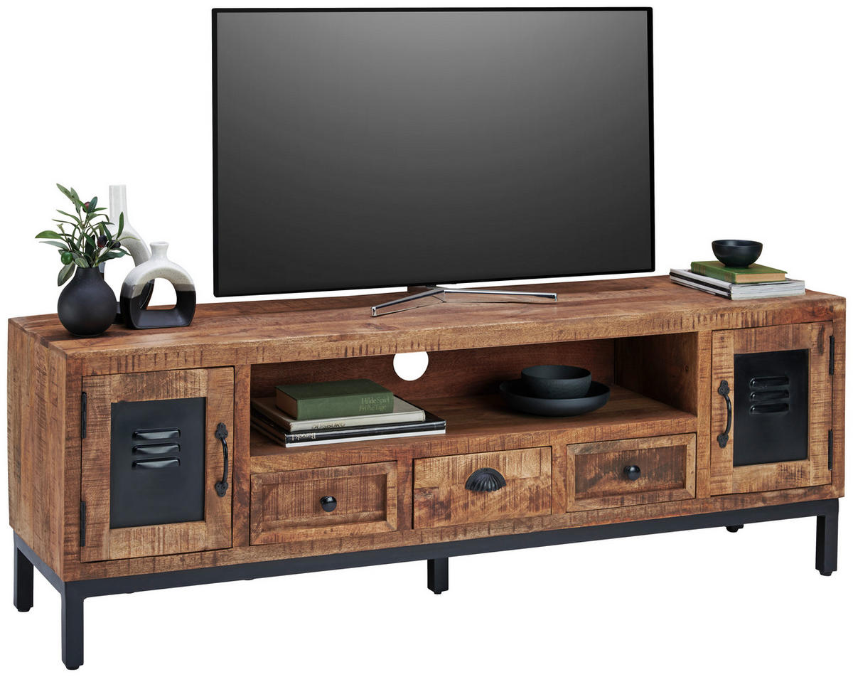 NÍZKÁ KOMODA, mangové dřevo, hnědá, černá, 160/55/40 cm - černá/hnědá, Lifestyle, kov/dřevo (160/55/40cm) - Landscape