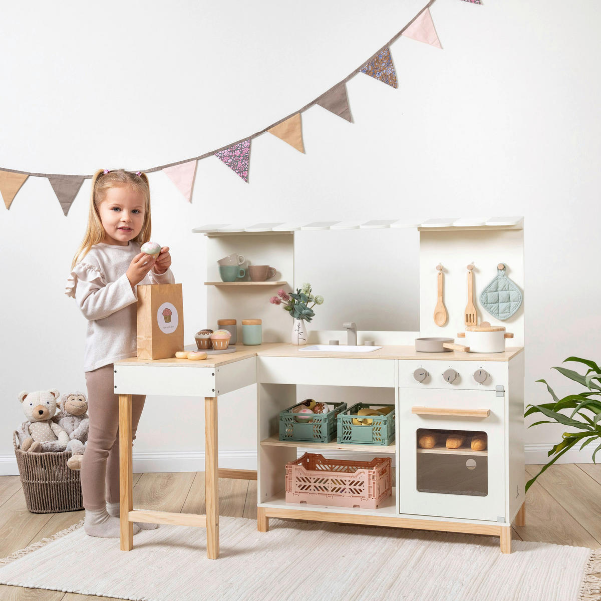 KINDERKÜCHE - Naturfarben/Weiß, Basics, Holz (100/59/87cm) - MUSTERKIND