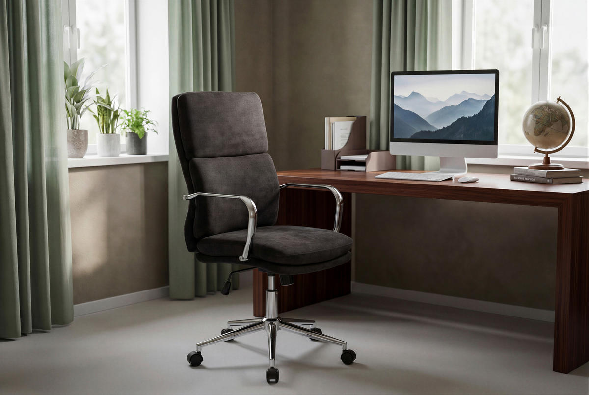 FORGÓSZÉK  zsenília fekete  - krómszínű/fekete, Modern, műanyag/textil (56/100-110/65,5cm) - Livetastic