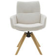 ARMLEHNSTUHL  Sitzfläche 360° drehbar Flachgewebe  Beige  - Eichefarben/Beige, Design, Holz/Textil (62/90/68cm) - Valnatura
