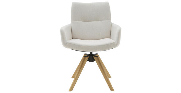 ARMLEHNSTUHL  Sitzfläche 360° drehbar Flachgewebe  Beige  - Eichefarben/Beige, Design, Holz/Textil (62/90/68cm) - Valnatura