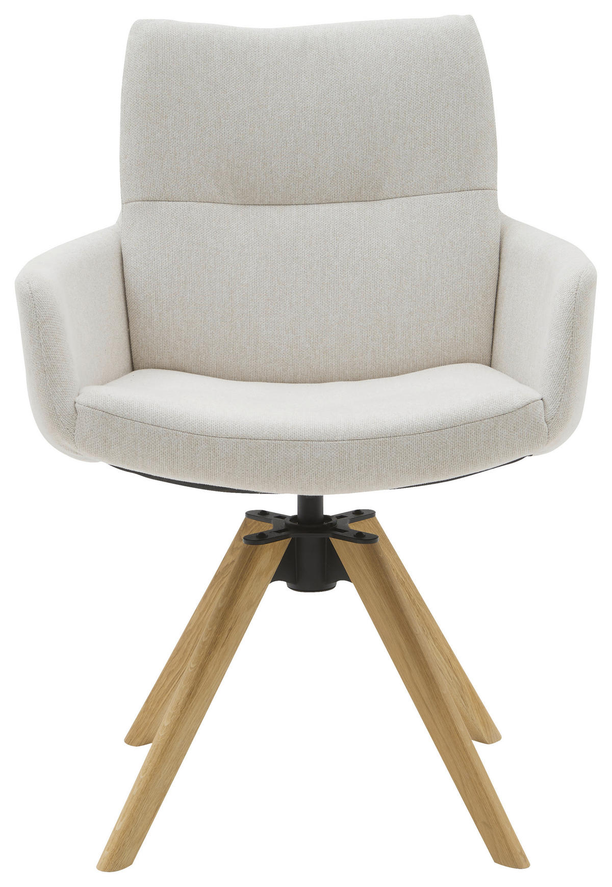 ARMLEHNSTUHL  Sitzfläche 360° drehbar Flachgewebe  Beige  - Eichefarben/Beige, Design, Holz/Textil (62/90/68cm) - Valnatura