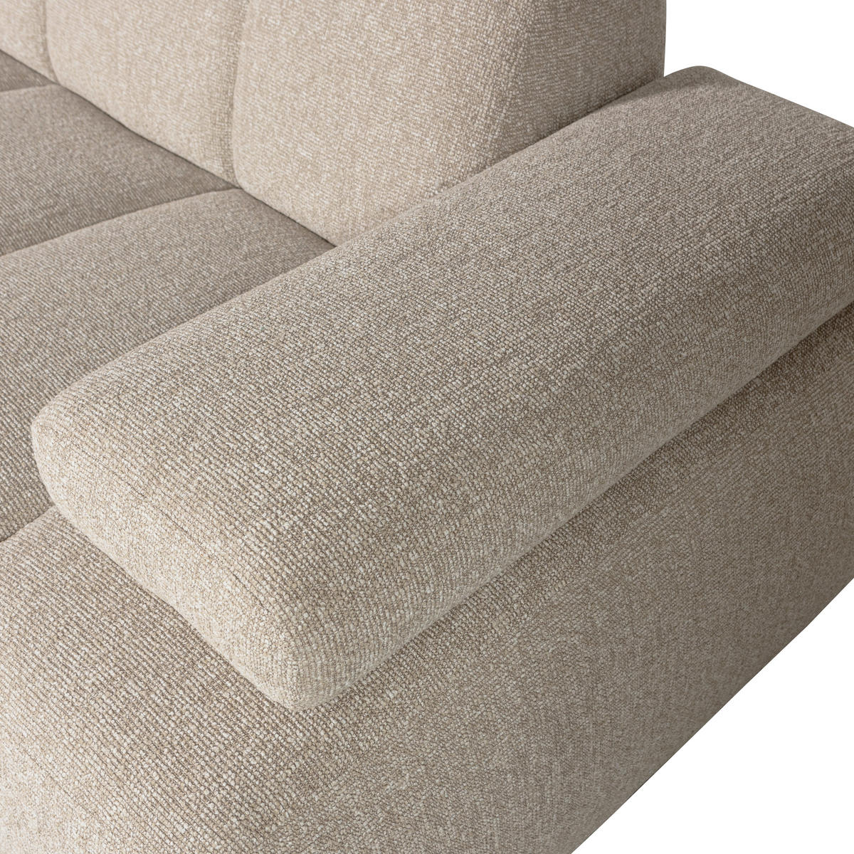 ECKSOFA Mojo Beige Bouclé Rücken echt, Armteilverstellung  - Beige/Schwarz, Design, Kunststoff/Textil (160/284cm) - Livetastic