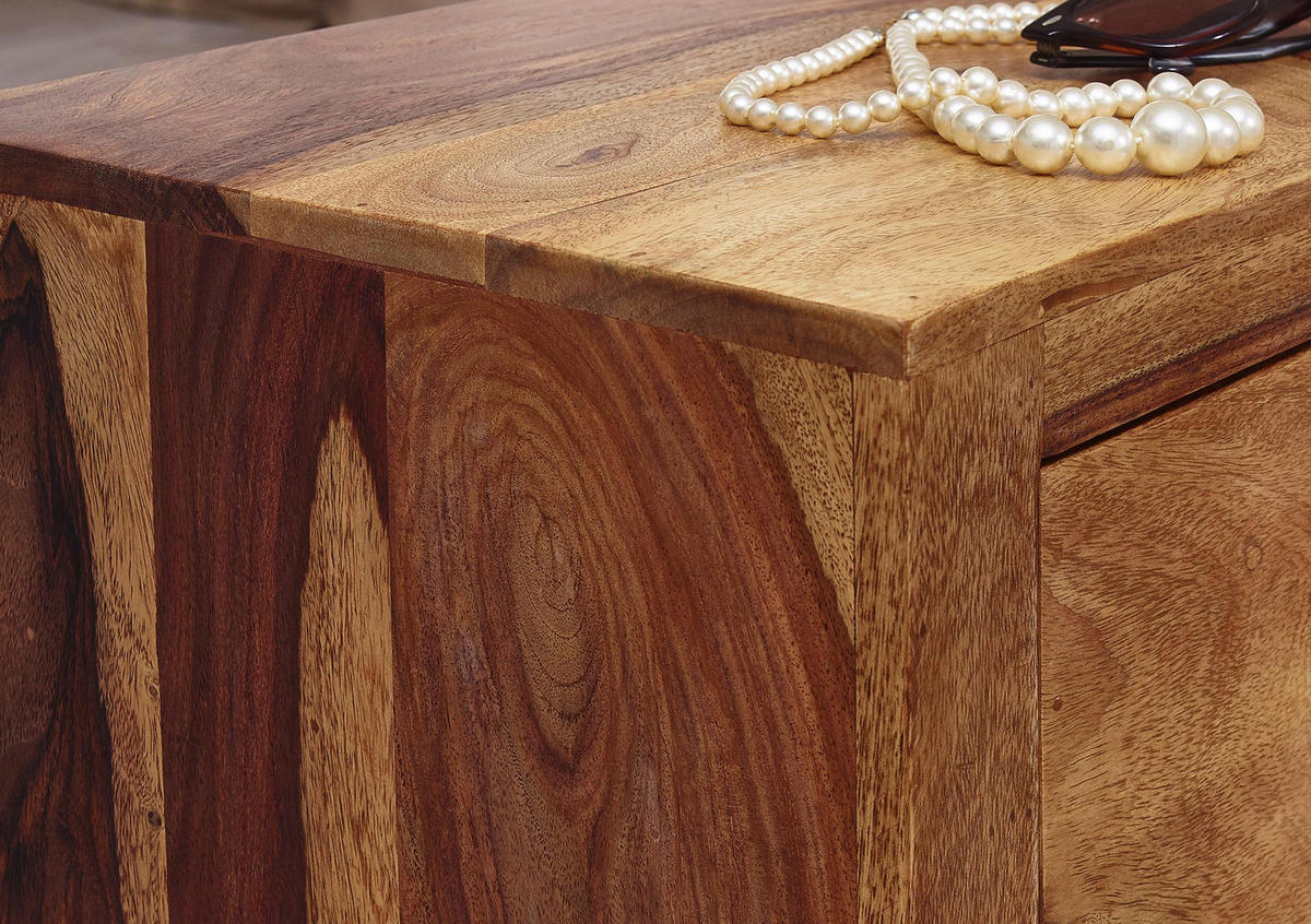 NACHTSCHRANK 40/40/30 cm Sheesham massiv  - Chromfarben/Sheeshamfarben, KONVENTIONELL, Holz/Metall (40/40/30cm) - MID.YOU