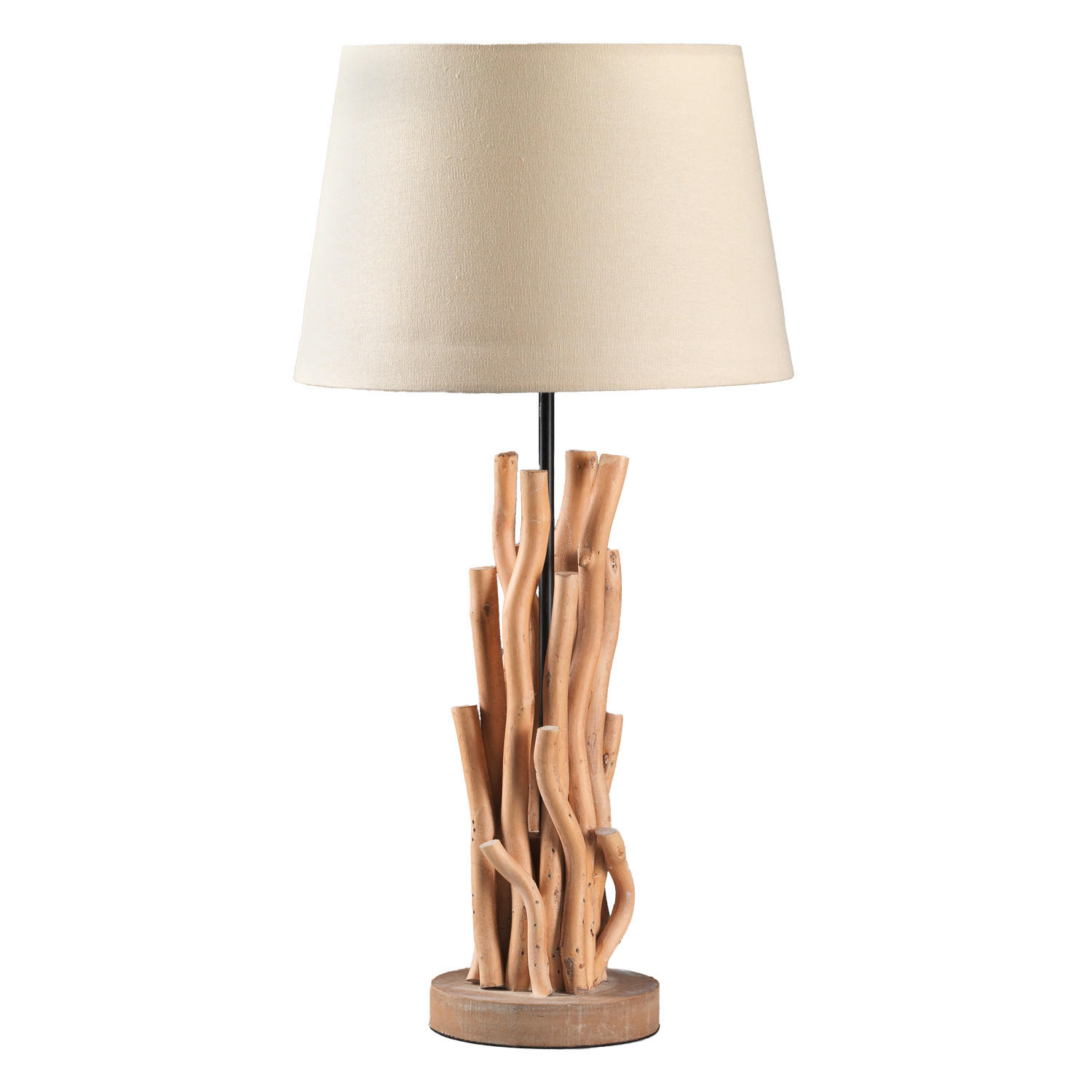TISCHLEUCHTE 30/30/60 cm   - Weiß/Akaziefarben, Natur, Holz/Textil (30/30/60cm)