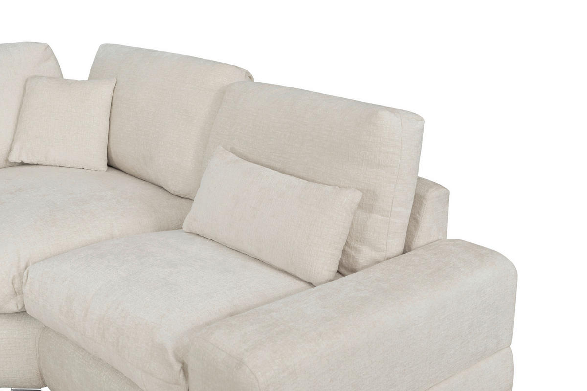 ECKSOFA Eckteil, einmalig seitenverkehrt montierbar  Weiß Webstoff  - Silberfarben/Weiß, MODERN, Textil/Metall (305/230cm) - Livetastic