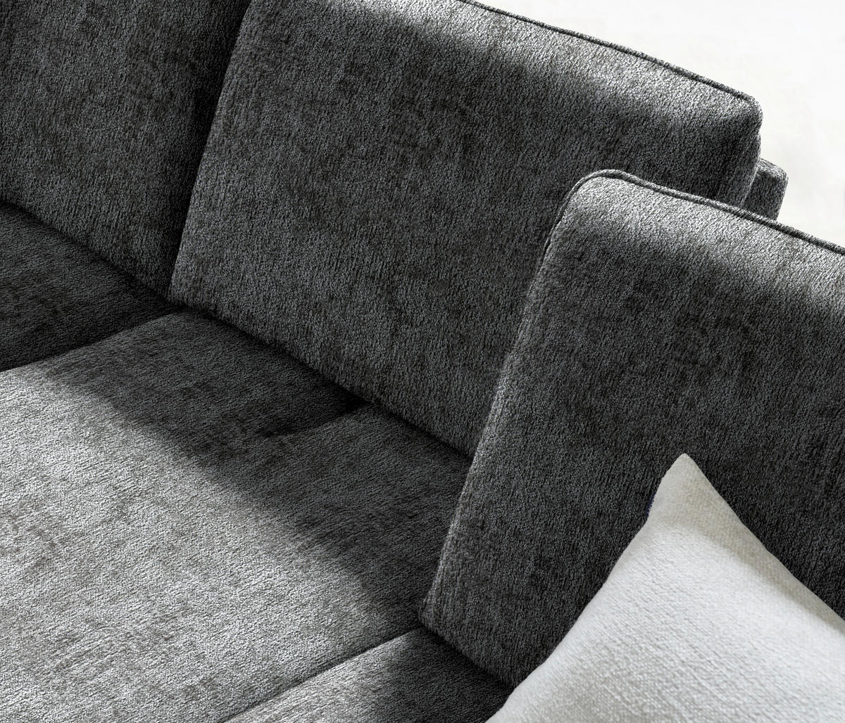 ECKSOFA in Chenille Anthrazit  - Anthrazit, Design, Textil/Metall (160/310cm) - Joop!
