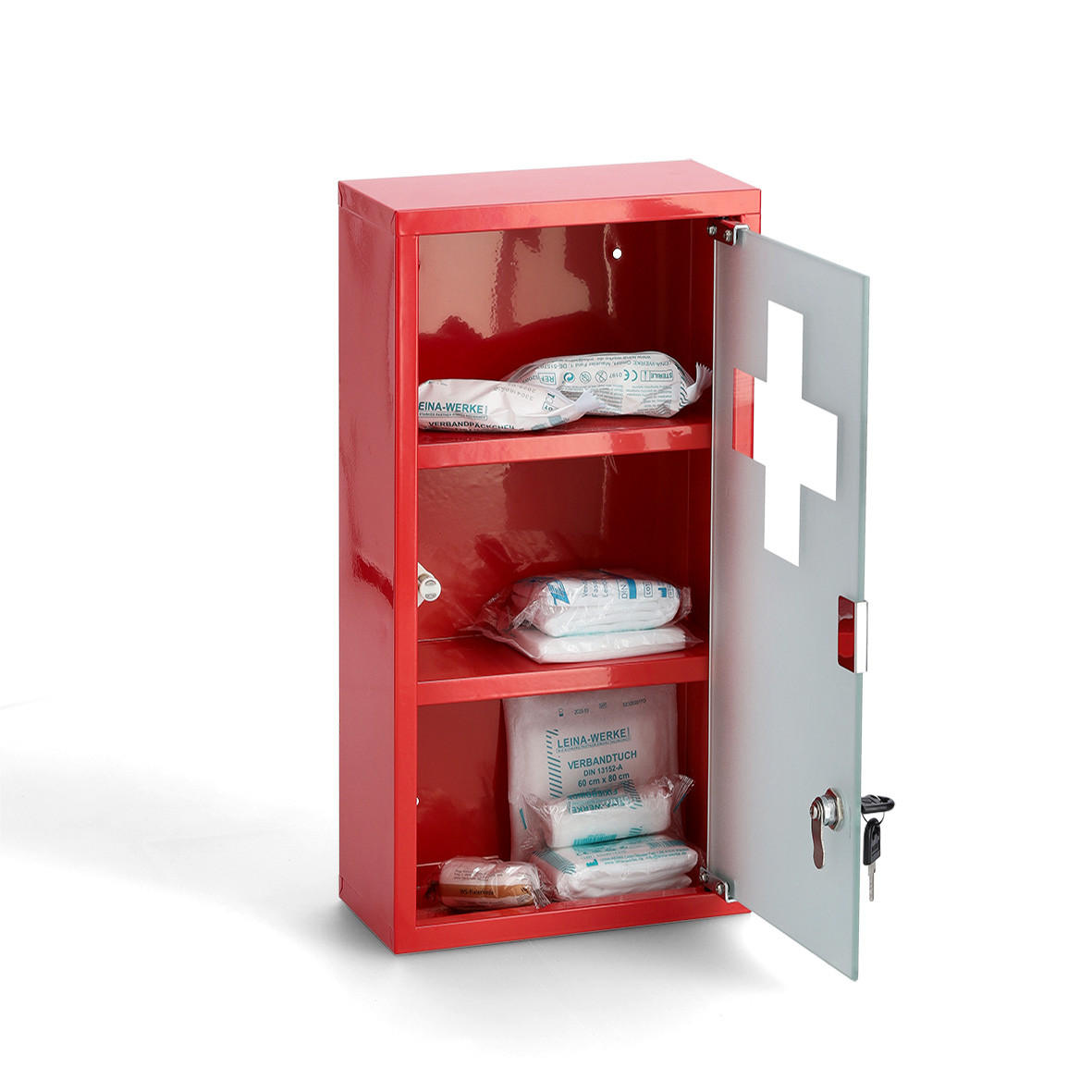 MEDIZINSCHRANK 25/45/12 cm  - Silberfarben/Rot, Basics, Glas/Metall (25/45/12cm) - Zeller Present