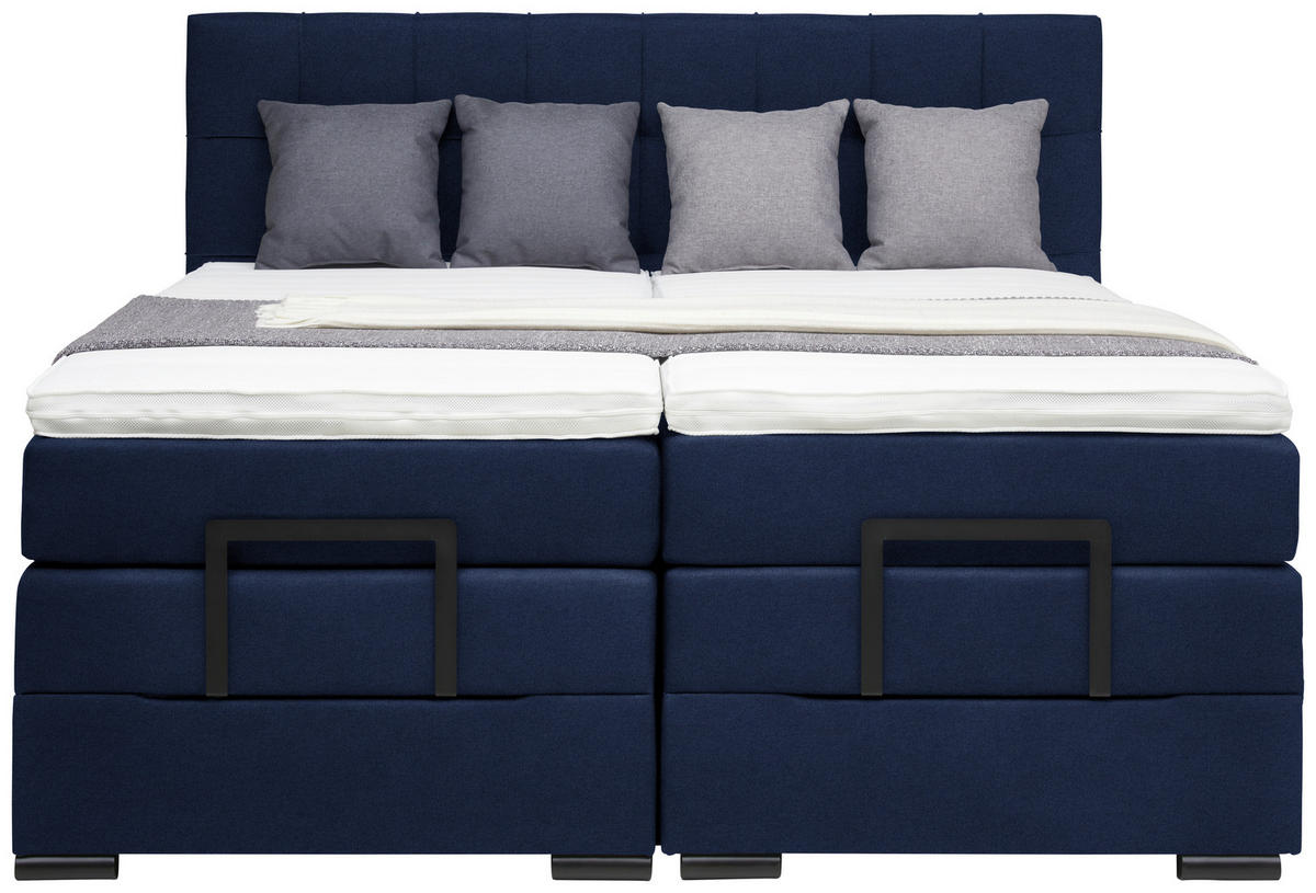 BOXSPRINGBETT 180/200 cm  in Dunkelblau  - Schwarz/Dunkelblau, KONVENTIONELL, Holz/Holzwerkstoff (180/200cm) - Moderano