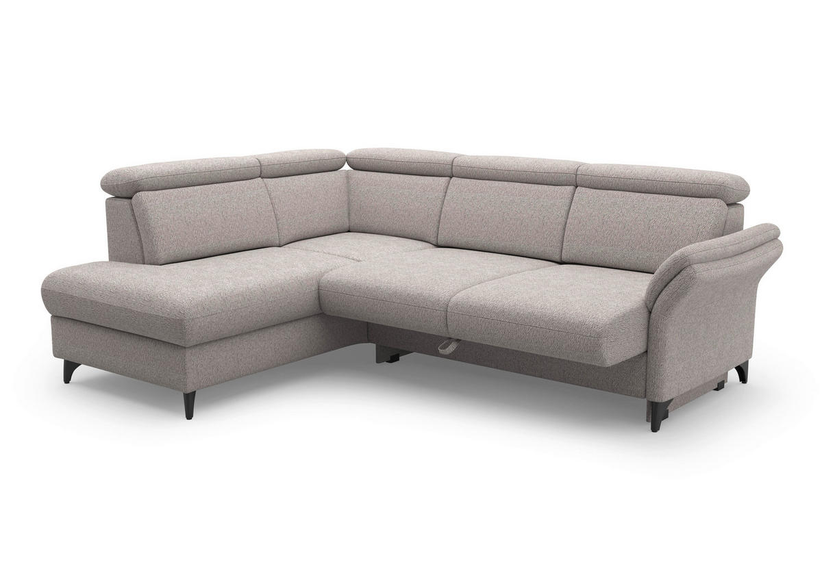 ECKSOFA Chenille Silberfarben  - Silberfarben/Schwarz, Konventionell, Textil/Metall (193/247cm) - Sit & More