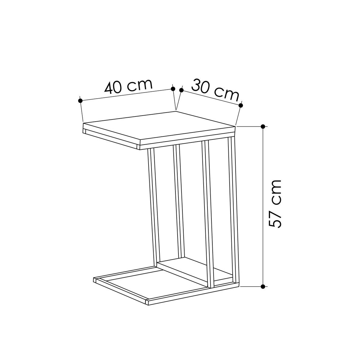 BEISTELLTISCH in Metall, Holzwerkstoff  - Schwarz/Mokka, Design, Holzwerkstoff/Metall (30/57/40cm) - Livetastic