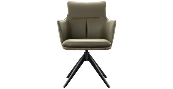 ARMLEHNSTUHL  Sitzfläche 360° drehbar, automatische Rückholfunktion Flachgewebe, Mikrofaser  - Taupe/Schwarz, Design, Holz/Textil (61/88/60cm) - Hom`in