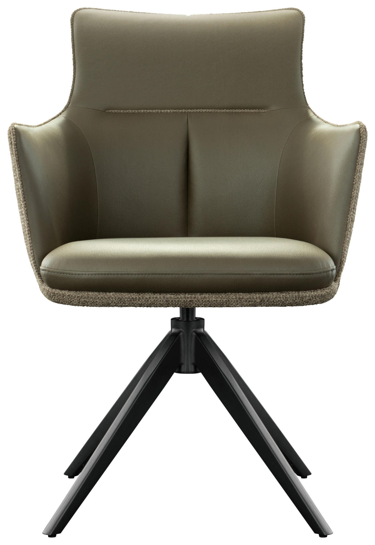 ARMLEHNSTUHL  Sitzfläche 360° drehbar, automatische Rückholfunktion Flachgewebe, Mikrofaser  - Taupe/Schwarz, Design, Holz/Textil (61/88/60cm) - Hom`in