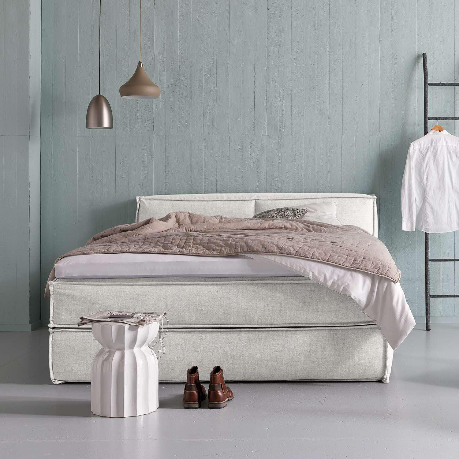 BOXSPRINGBETT 200/220 cm  in Creme  - Creme/Schwarz, Design, Textil (200/220cm) - home24