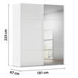 SCHWEBETÜRENSCHRANK 181/223/68 cm 2-türig Weiß  - Weiß, KONVENTIONELL, Glas/Holzwerkstoff (181/223/68cm) - Novel