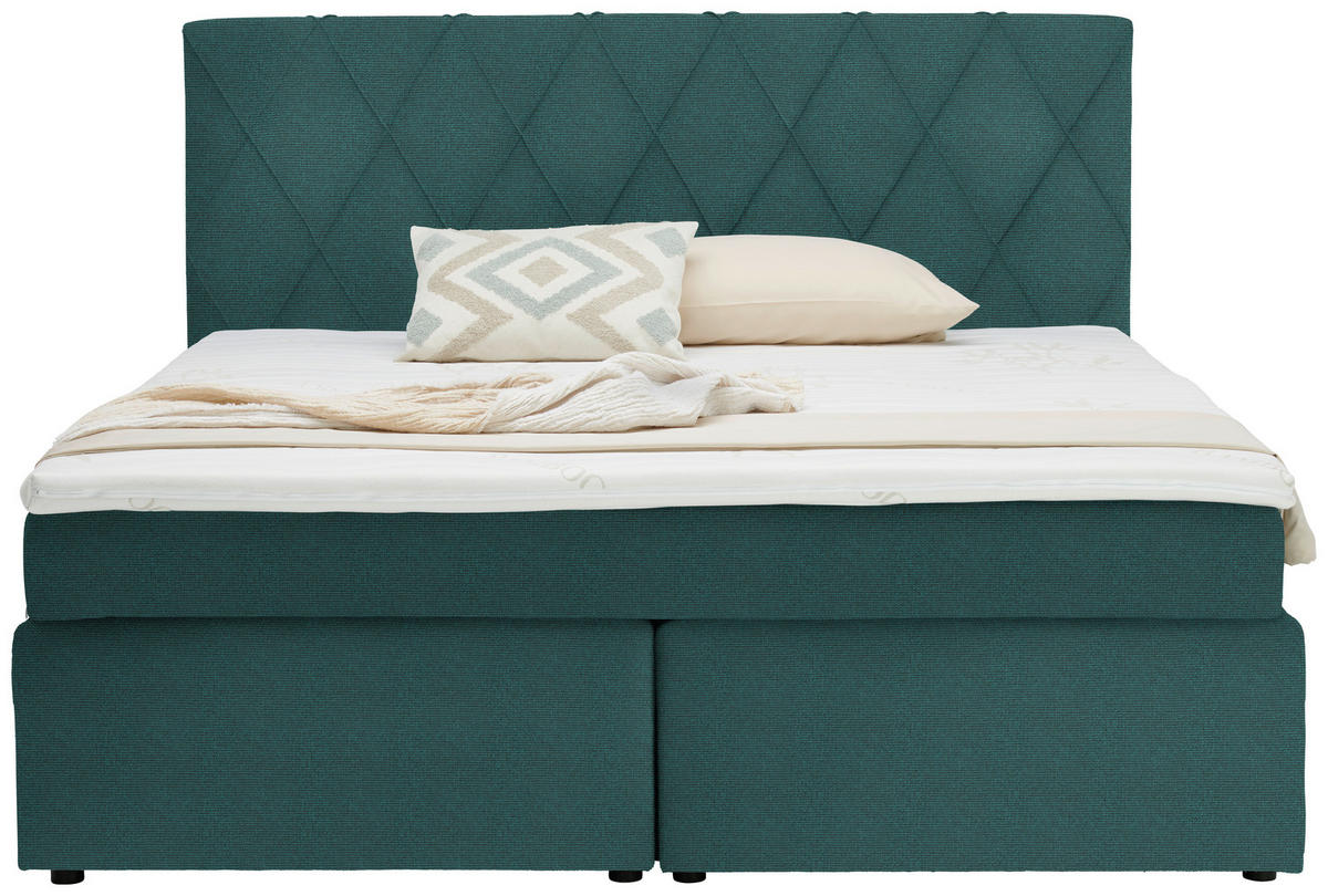 BOXSPRINGBETT 180/200 cm  in Türkis  - Türkis/Schwarz, Design, Kunststoff/Textil (180/200cm) - Xora