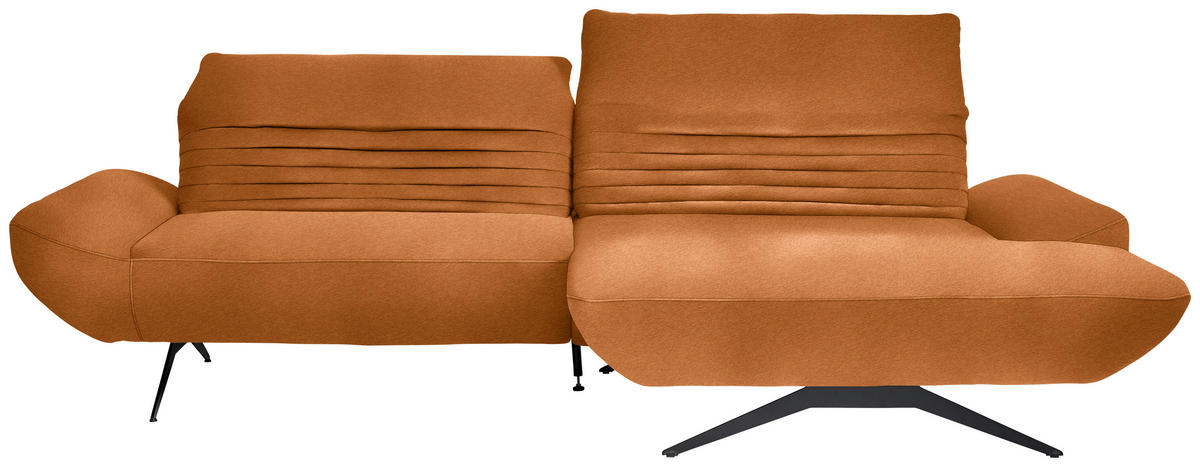 ECKSOFA  in Teddystoff Cognac  280/170-195 cm  - Cognac/Schwarz, Design, Textil/Metall (280/170-195cm) - Dieter Knoll