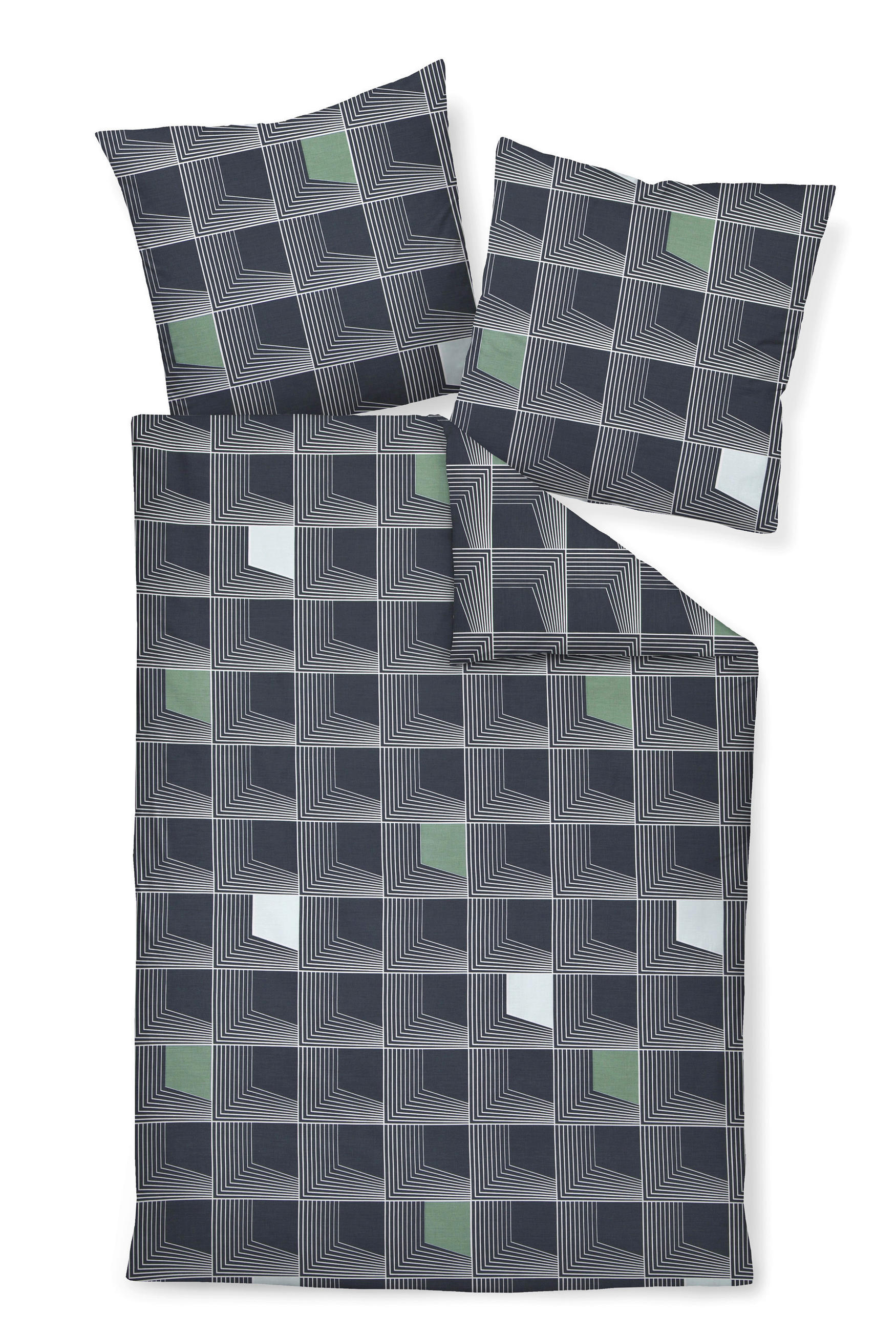 BETTWÄSCHE J.D. Makosatin 155/220 cm  - Blau/Dunkelblau, Basics, Textil (155/220cm) - Janine
