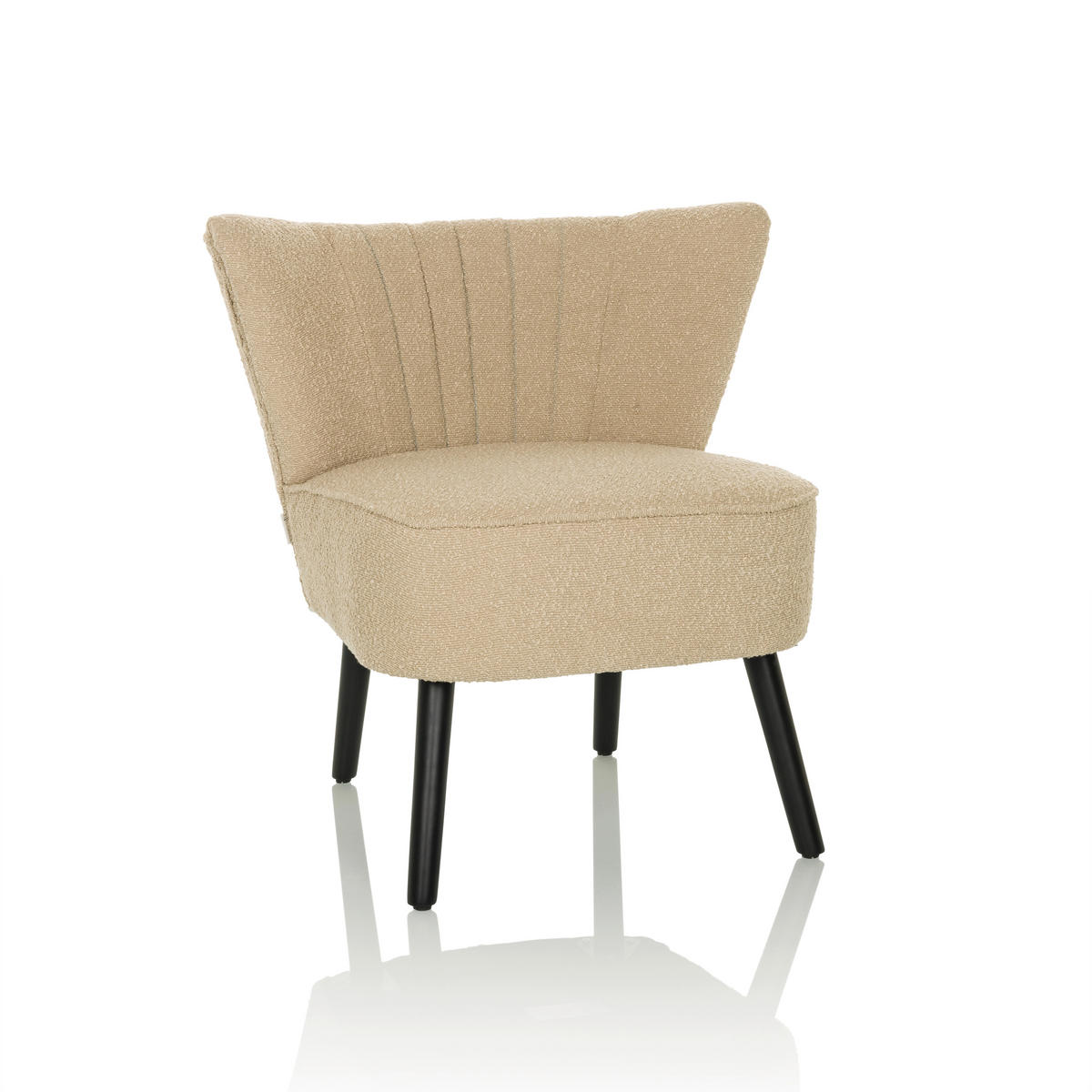 LOUNGESESSEL Bouclé Beige    - Beige/Schwarz, MODERN, Holz/Textil (72/77/65cm) - MID.YOU