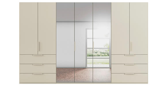 DREHTÜRENSCHRANK 350/223/61 cm,  in Champagner, 7-türig  - Champagner, Basics, Glas/Holzwerkstoff (350/223/61cm) - Novel