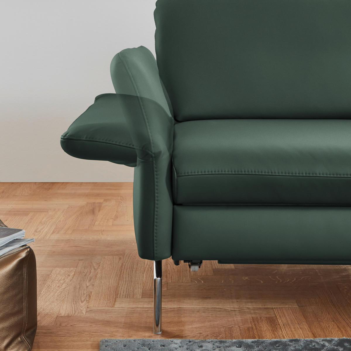 ECKSOFA in Echtleder Opal  - Opal/Alufarben, Konventionell, Leder/Metall (284/220cm) - Beldomo Premium