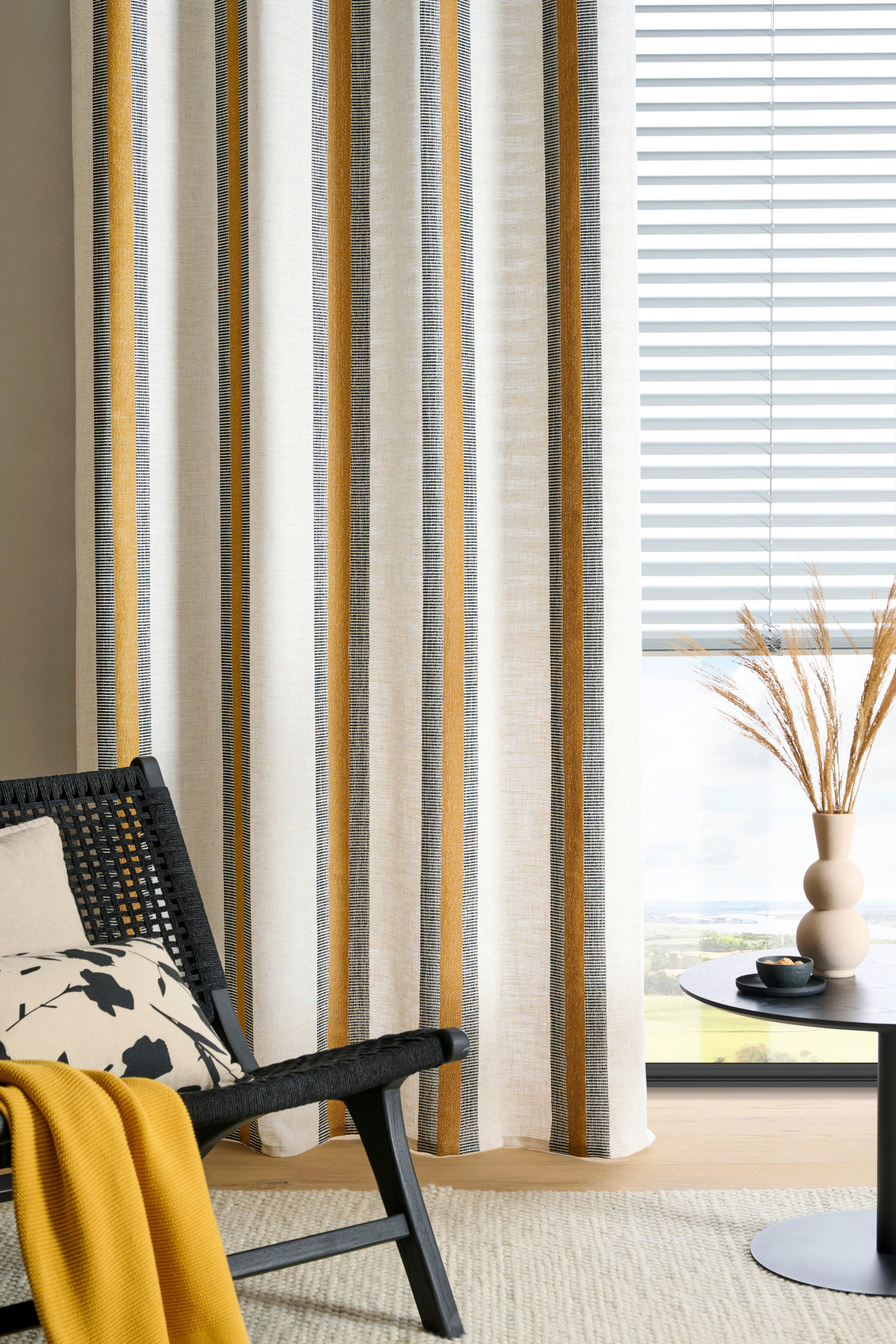 RINGLIS FÜGGÖNY részben fényzáró  - currysárga, Design, textil (135/245cm) - Esposa