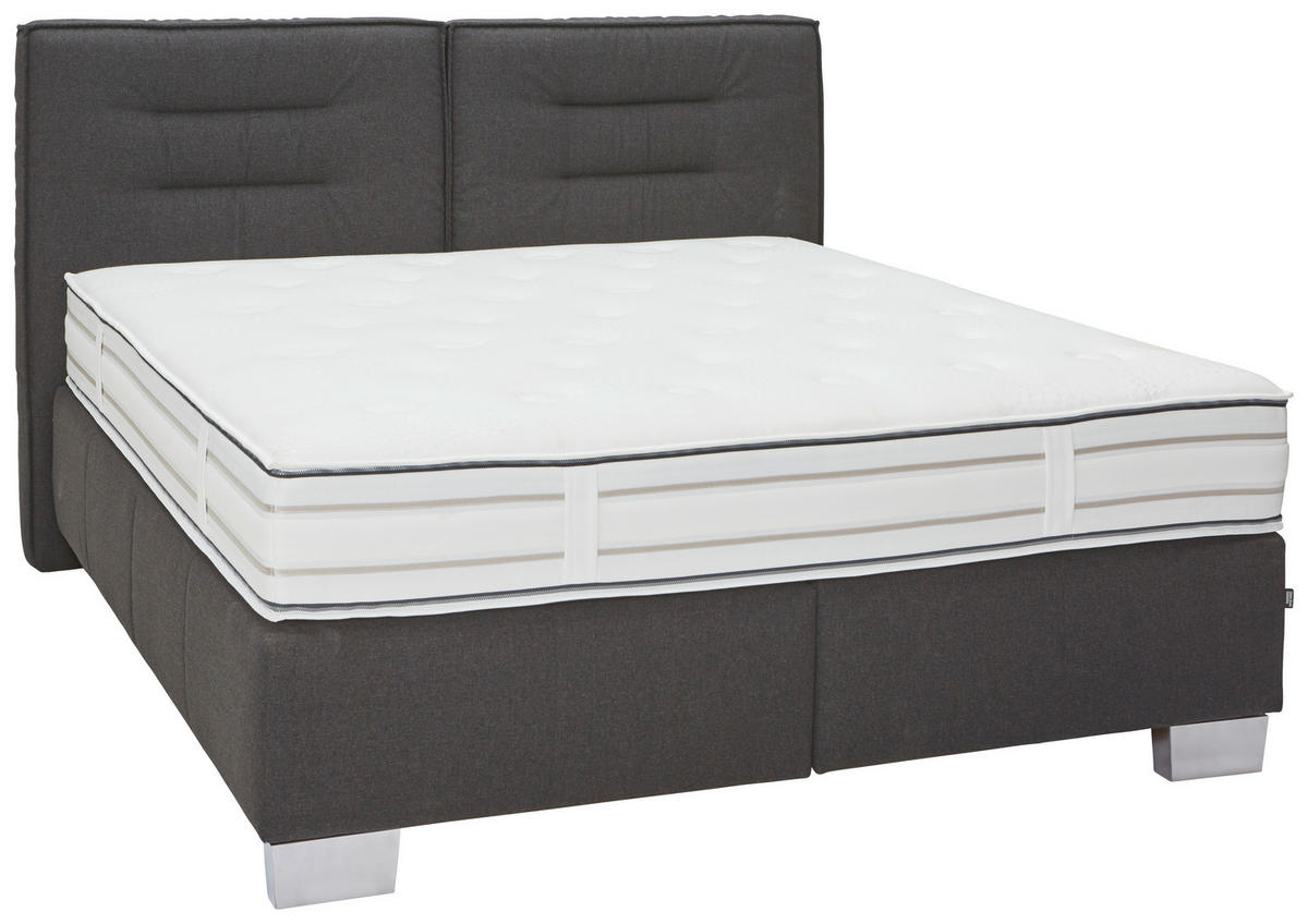 BOXSPRINGBETT 180/200 cm,  in Schwarz,  - Chromfarben/Schwarz, KONVENTIONELL, Textil (180/200cm) - Dieter Knoll
