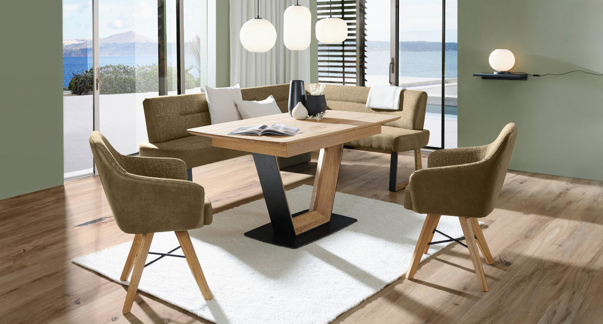 ARMLEHNSTUHL  Stoffauswahl Webstoff  - Eichefarben/Schwarz, Konventionell, Holz/Textil (64/86/60cm) - Voleo