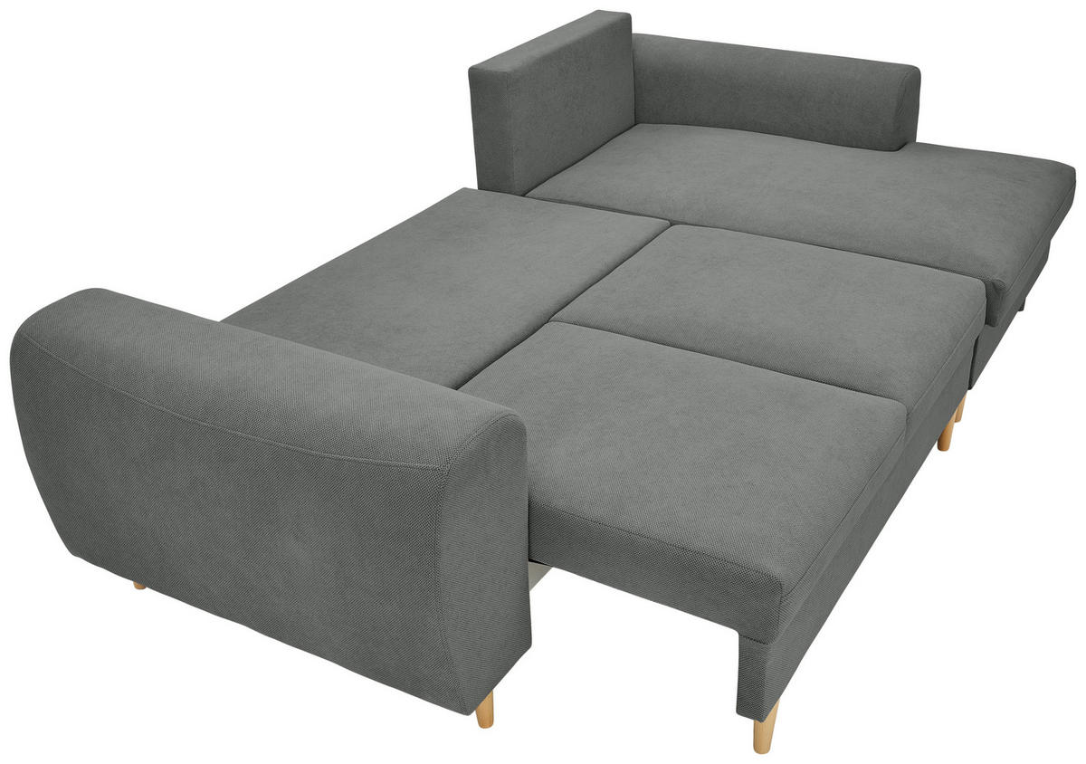 ECKSOFA Dunkelgrau Webstoff  - Dunkelgrau/Naturfarben, KONVENTIONELL, Holz/Textil (250/145cm) - Carryhome