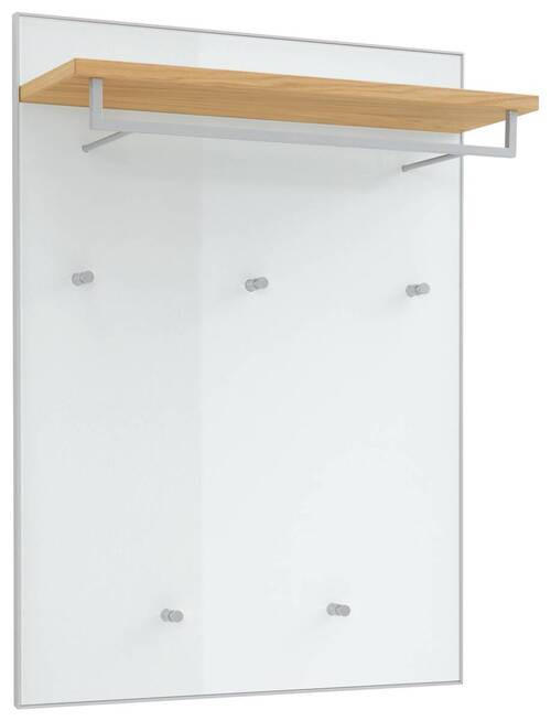 GARDEROBENPANEEL  in 80/109/27 cm  - Weiss/Eichefarben, Design, Glas/Holz (80/109/27cm) - Novel