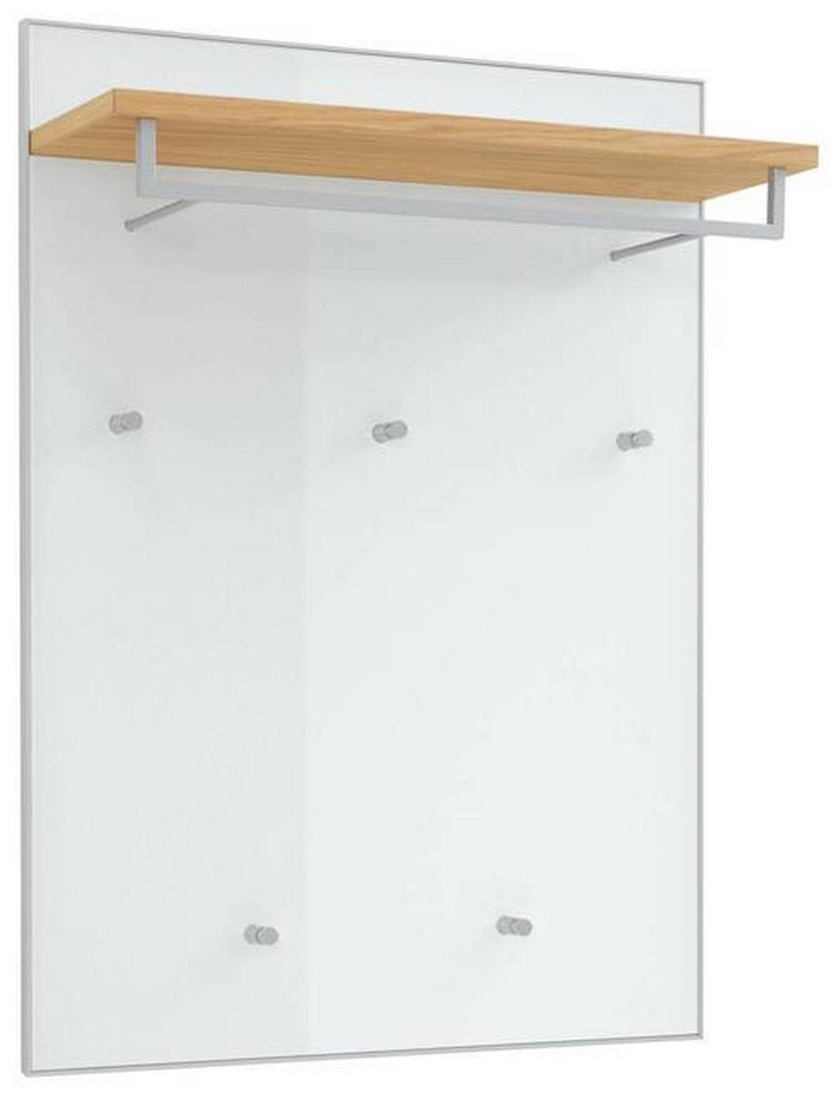 GARDEROBENPANEEL  in 80/109/27 cm  - Weiss/Eichefarben, Design, Glas/Holz (80/109/27cm) - Novel