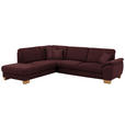 ECKSOFA in Mikrofaser Weinrot  - Wildeiche/Beige, KONVENTIONELL, Holz/Textil (236/286cm) - Voleo