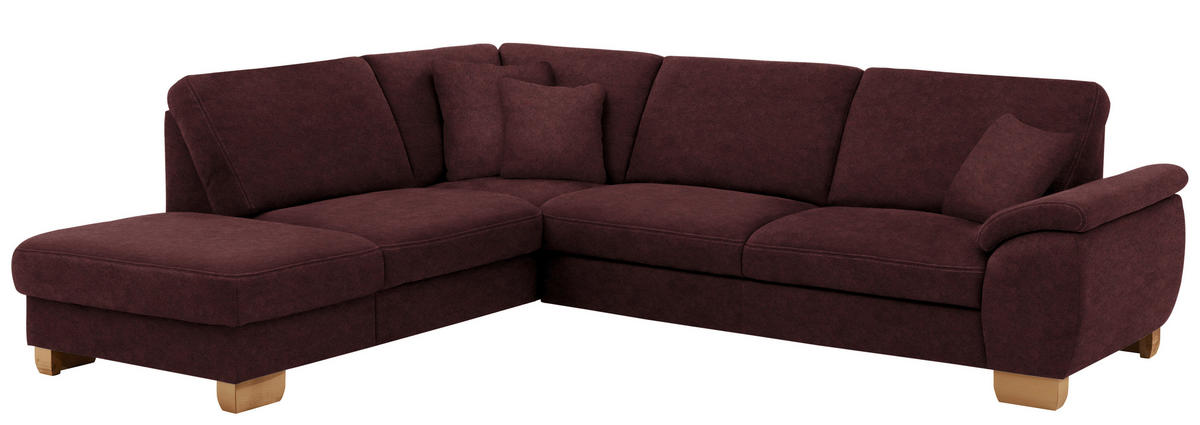 ECKSOFA in Mikrofaser Weinrot  - Wildeiche/Beige, Konventionell, Holz/Textil (236/286cm) - Voleo
