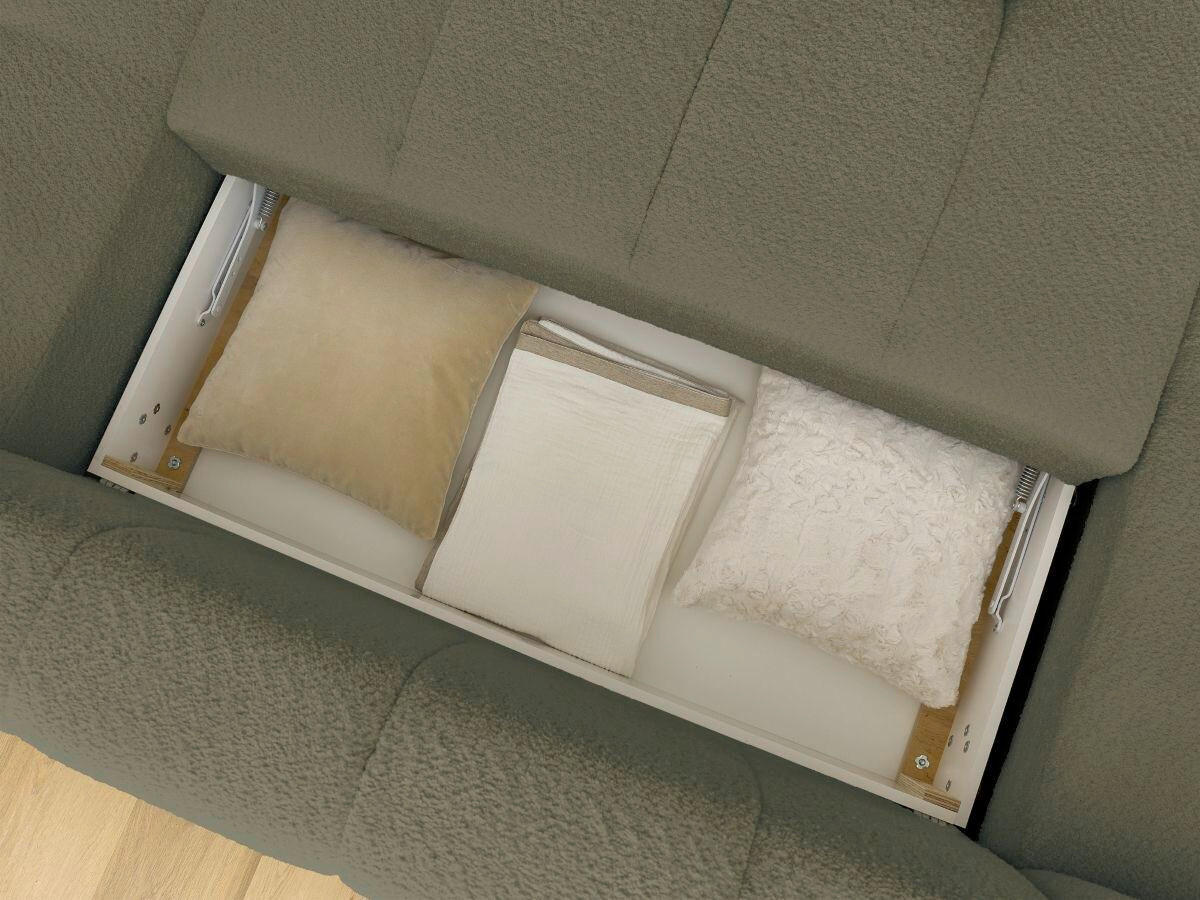 WOHNLANDSCHAFT  FUJI  Grün Bouclé  - Schwarz/Grün, MODERN, Kunststoff/Textil (160/377/204cm)