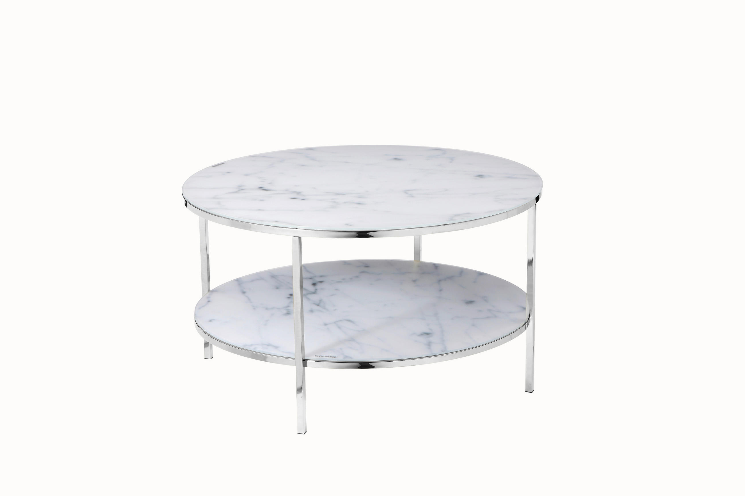 COUCHTISCH 80/80/45 cm rund Weiß, Chromfarben  - Chromfarben/Weiß, Design, Glas/Metall (80/80/45cm) - Livetastic