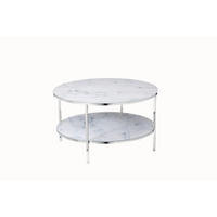 COUCHTISCH 80/80/45 cm rund Weiß, Chromfarben  - Chromfarben/Weiß, Design, Glas/Metall (80/80/45cm) - Livetastic