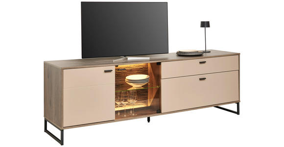 TV-ELEMENT Eichefarben, Hellgrau  - Eichefarben/Anthrazit, MODERN, Glas/Holzwerkstoff (204/68/50cm) - Carryhome