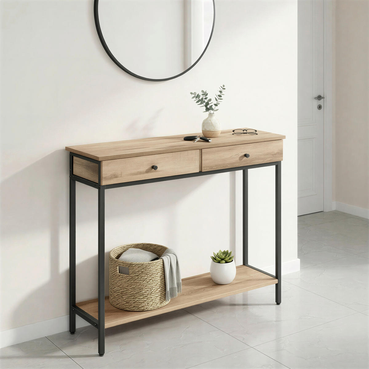 KONSOLENTISCH Schwarz, Sandfarben  - Sandfarben/Schwarz, Trend, Holzwerkstoff/Metall (100/30/80cm) - Boxxx