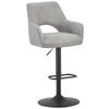 BARHOCKER Cord Schwarz, Hellgrau Eisen Sitzfläche 360° drehbar, inklusive Armlehnen  - Hellgrau/Schwarz, Design, Textil/Metall (56/102-123/57cm) - Hom`in