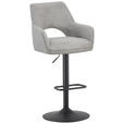 BARHOCKER Cord Schwarz, Hellgrau Eisen Sitzfläche 360° drehbar, inklusive Armlehnen  - Hellgrau/Schwarz, Design, Textil/Metall (56/102-123/57cm) - Hom`in