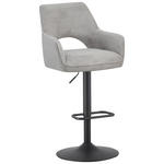 BARHOCKER Cord Schwarz, Hellgrau Eisen Sitzfläche 360° drehbar, inklusive Armlehnen  - Hellgrau/Schwarz, Design, Textil/Metall (56/102-123/57cm) - Hom`in