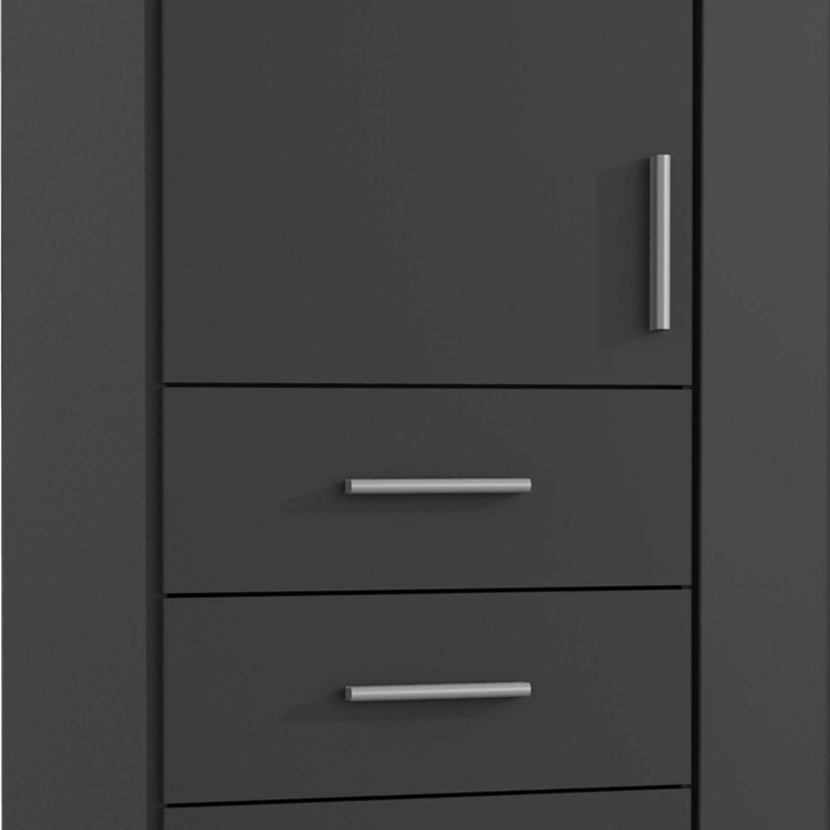DREHTÜRENSCHRANK in Graphitfarben  - Silberfarben/Graphitfarben, Basics, Holzwerkstoff (180/208/58cm) - MID.YOU