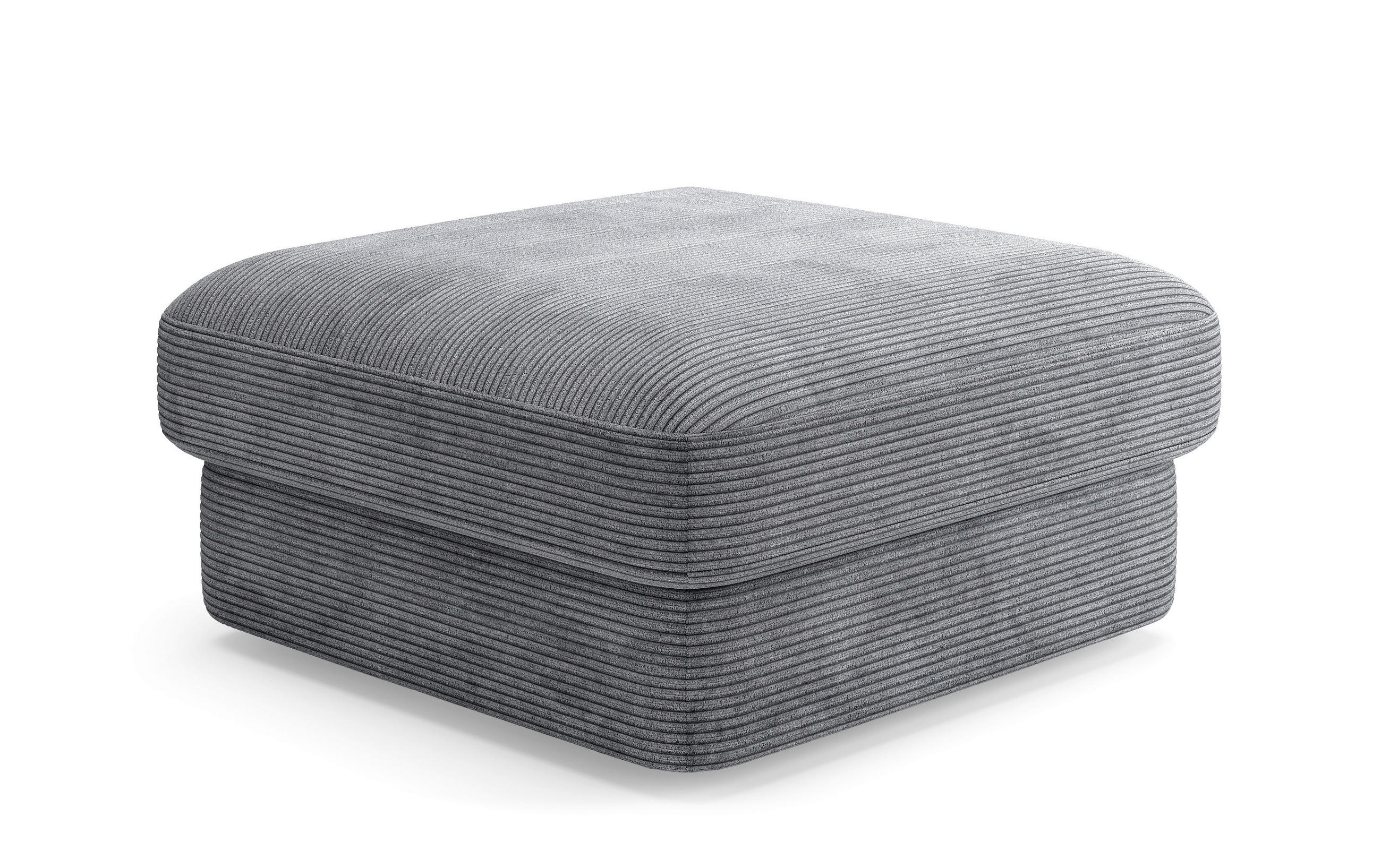 HOCKER FABIO E Cord Grau  - Schwarz/Grau, MODERN, Kunststoff/Textil (97/46/97cm) - Sit & More