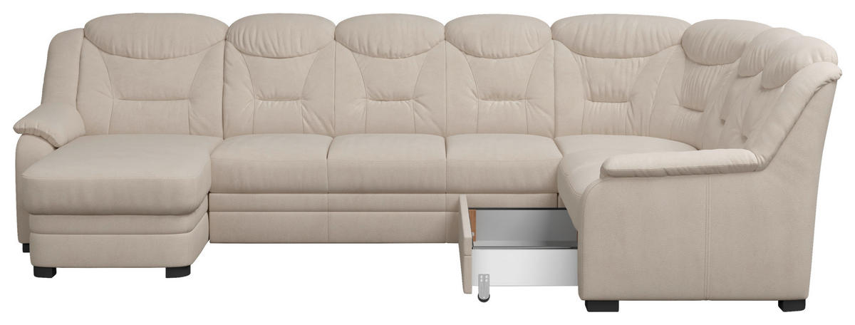 WOHNLANDSCHAFT in Chenille Beige  - Beige/Schwarz, Basics, Kunststoff/Textil (162/330/211cm) - MID.YOU