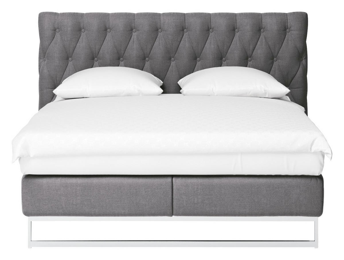 BOXSPRINGBETT 180/200 cm  in Dunkelgrau  - Chromfarben/Dunkelgrau, KONVENTIONELL, Textil (180/200cm) - Joop!