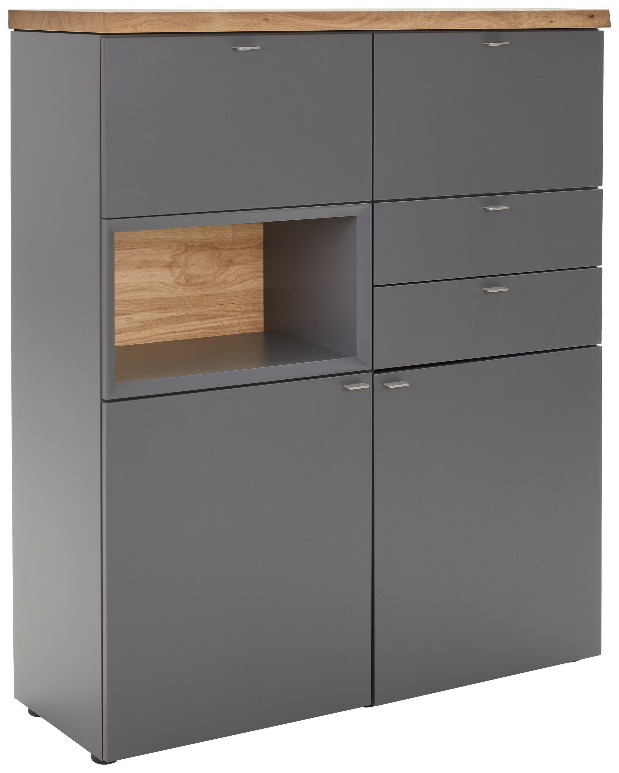 HIGHBOARD  120/142/43 cm 2 Schublade(n)  - Schieferfarben/Edelstahlfarben, Design, Holz/Metall (120/142/43cm) - Venjakob