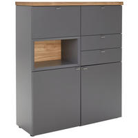 HIGHBOARD , 120/142/43 cm, 2 Schublade(n)  - Schieferfarben/Edelstahlfarben, Design, Holz/Metall (120/142/43cm) - Venjakob